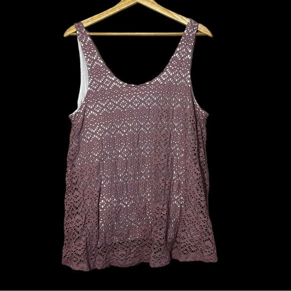 Anthropologie Tops - Deletta Anthropologie Women's Size Large Eyelet Lilac Lace Sleeveless Tank Top